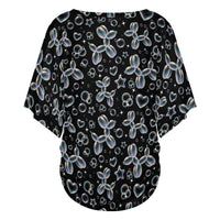 Bubble Balloon Dogs Women's V-Neck Batwing Top