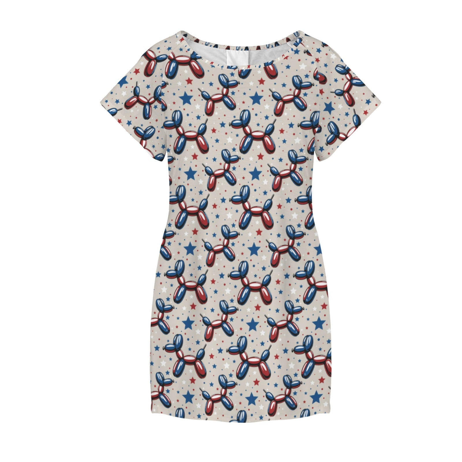 Patriotic Pups Women's Shirt Dress with Pockets