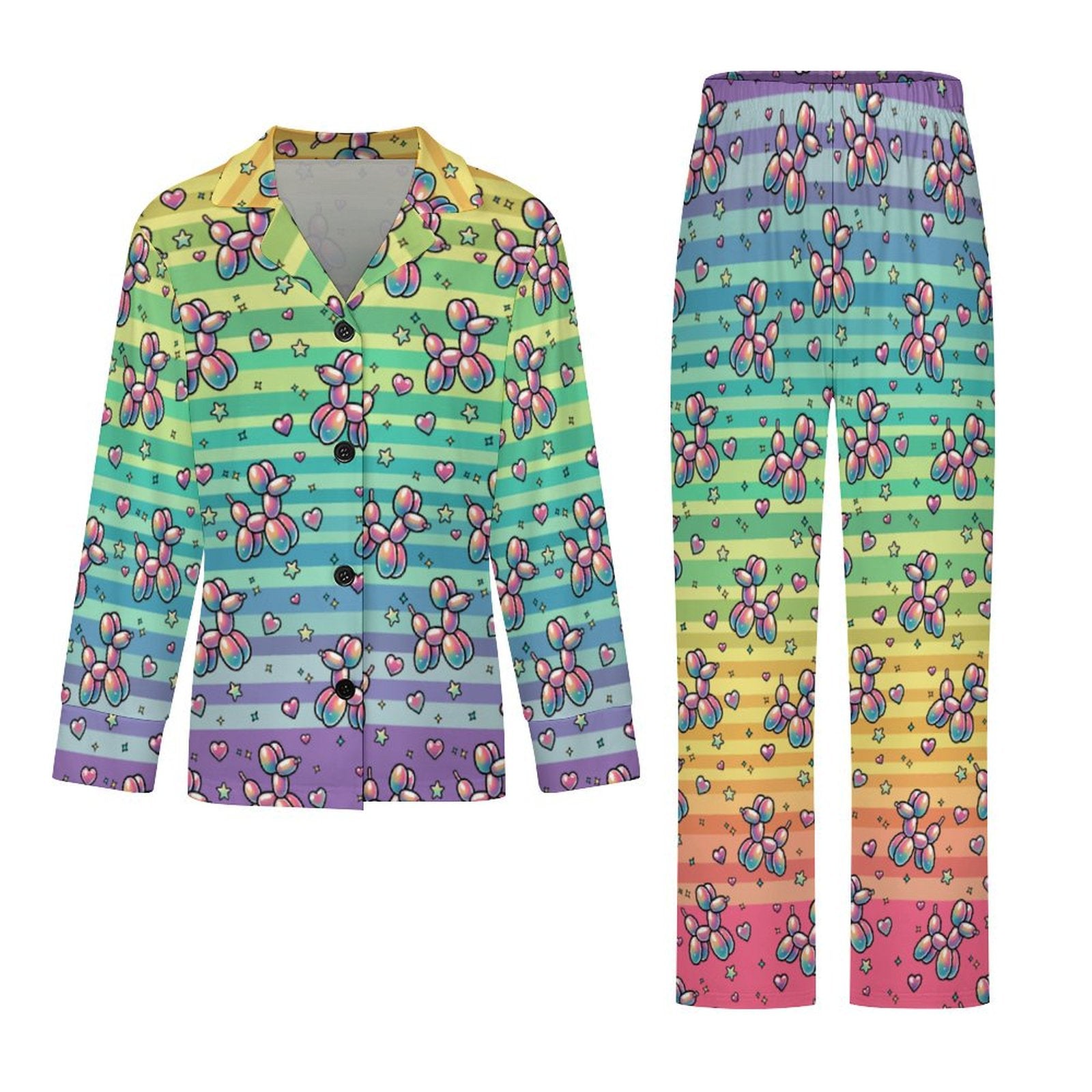 Retro Rainbow Women's Long Sleeve Pajama Set