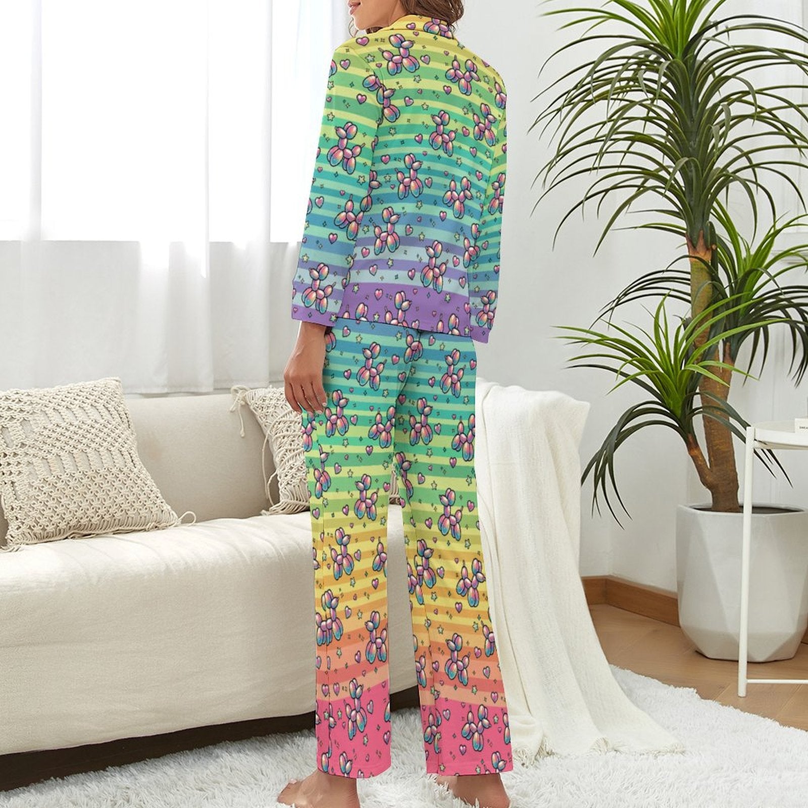 Retro Rainbow Women's Long Sleeve Pajama Set