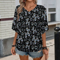 Bubble Balloon Dogs Women's V-Neck Batwing Top