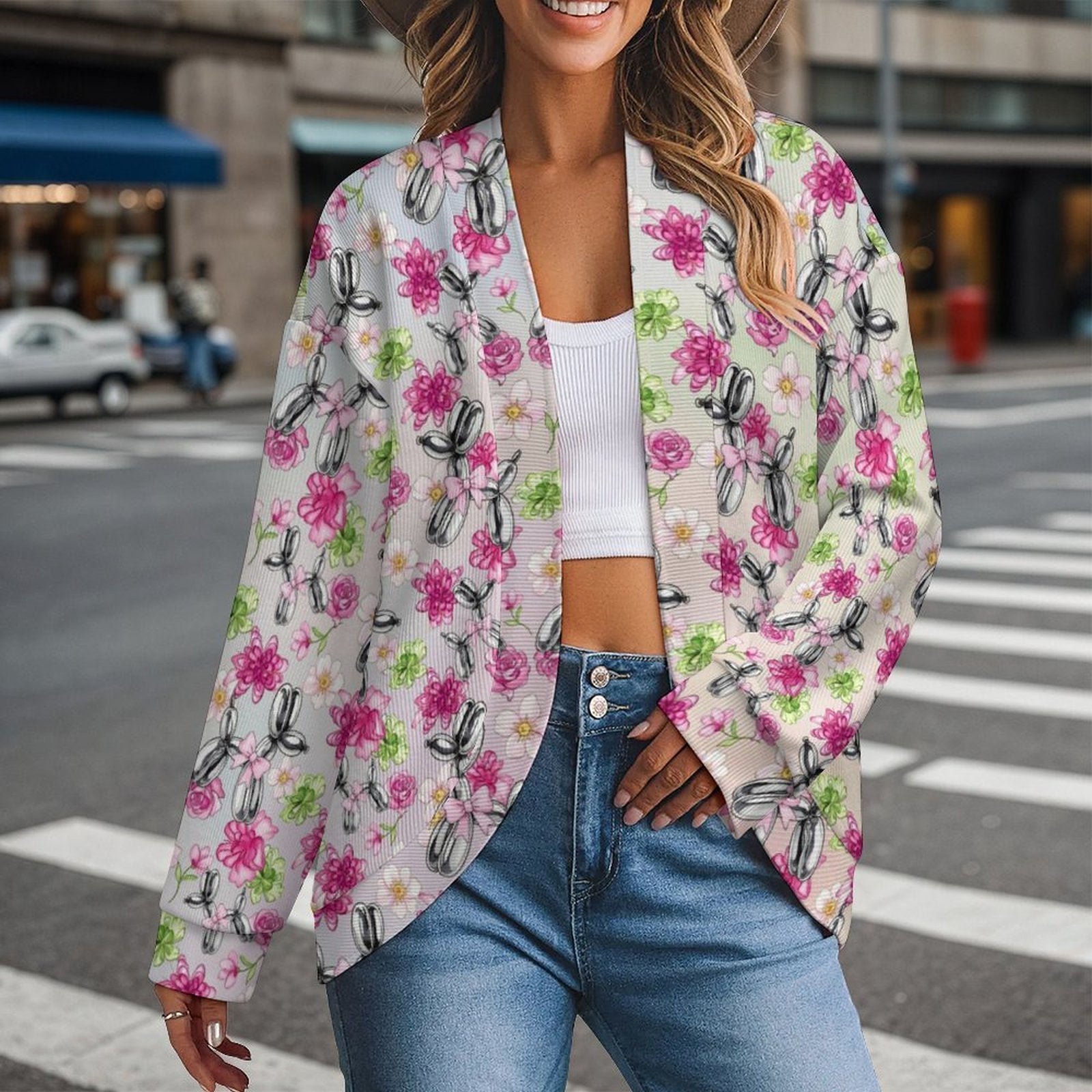 Petal Pop Women's Drop Shoulder Cardigan