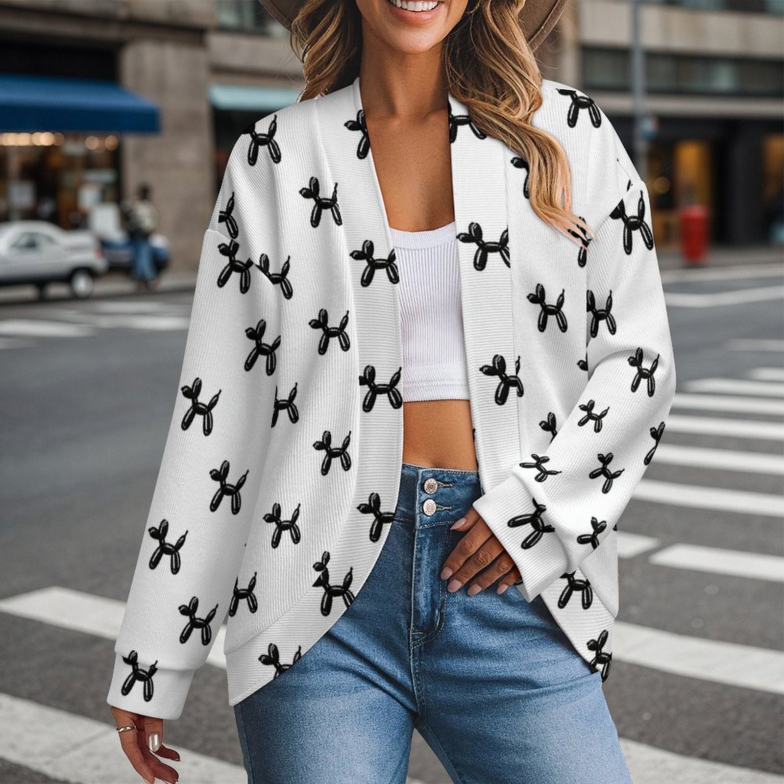 Classy Balloon Dogs Women's Drop Shoulder Cardigan