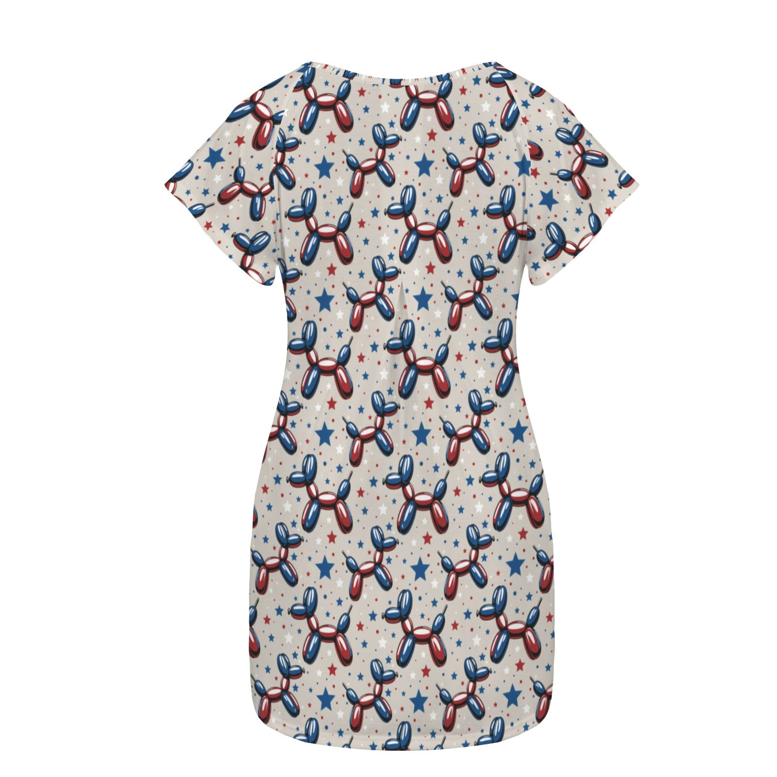 Patriotic Pups Women's Shirt Dress with Pockets