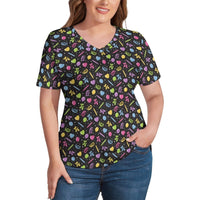 Twisty Pop - Women's Ice Silk V-Neck Top