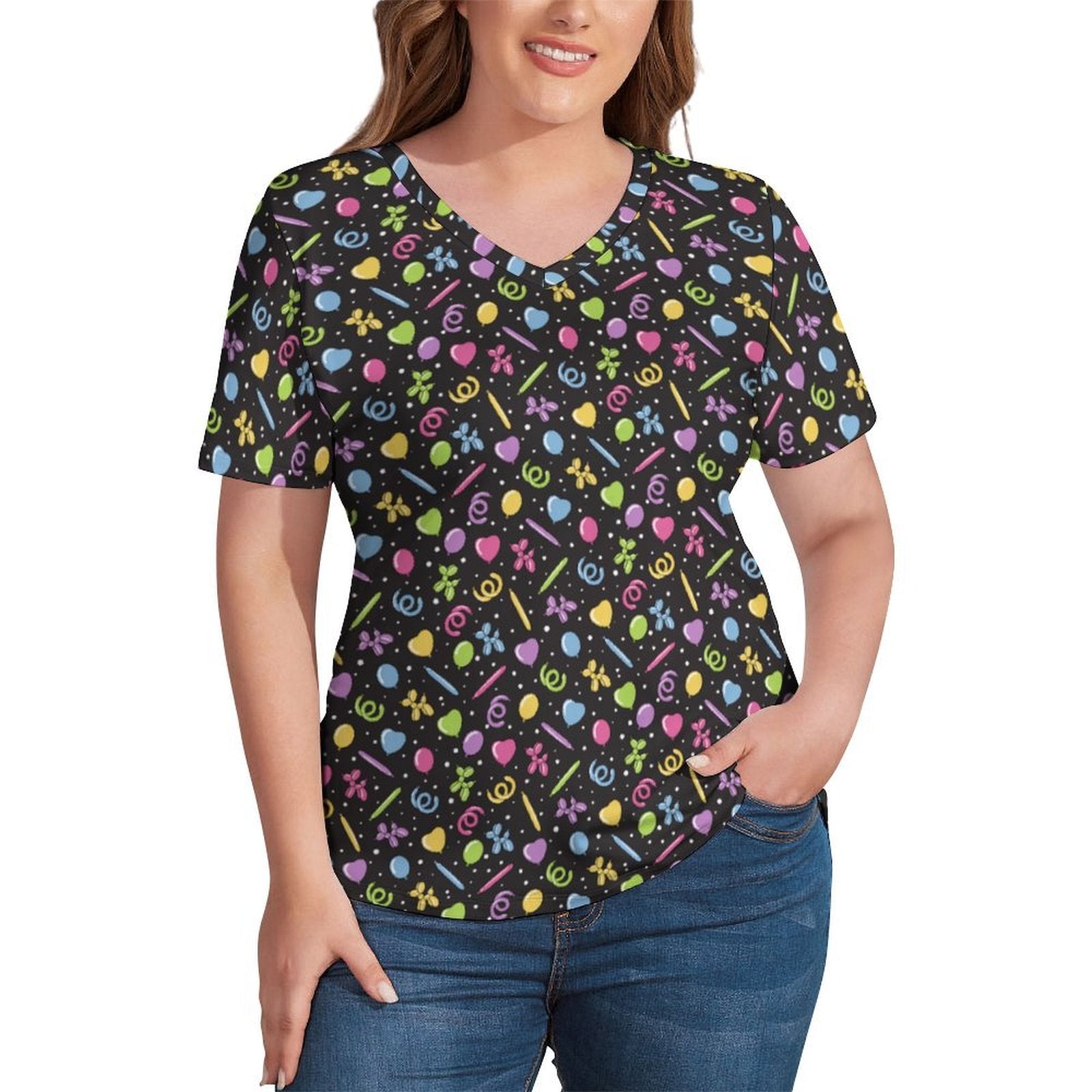 Twisty Pop - Women's Ice Silk V-Neck Top