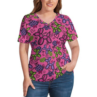 Pop Couture Twister Women's Ice Silk V-Neck Top