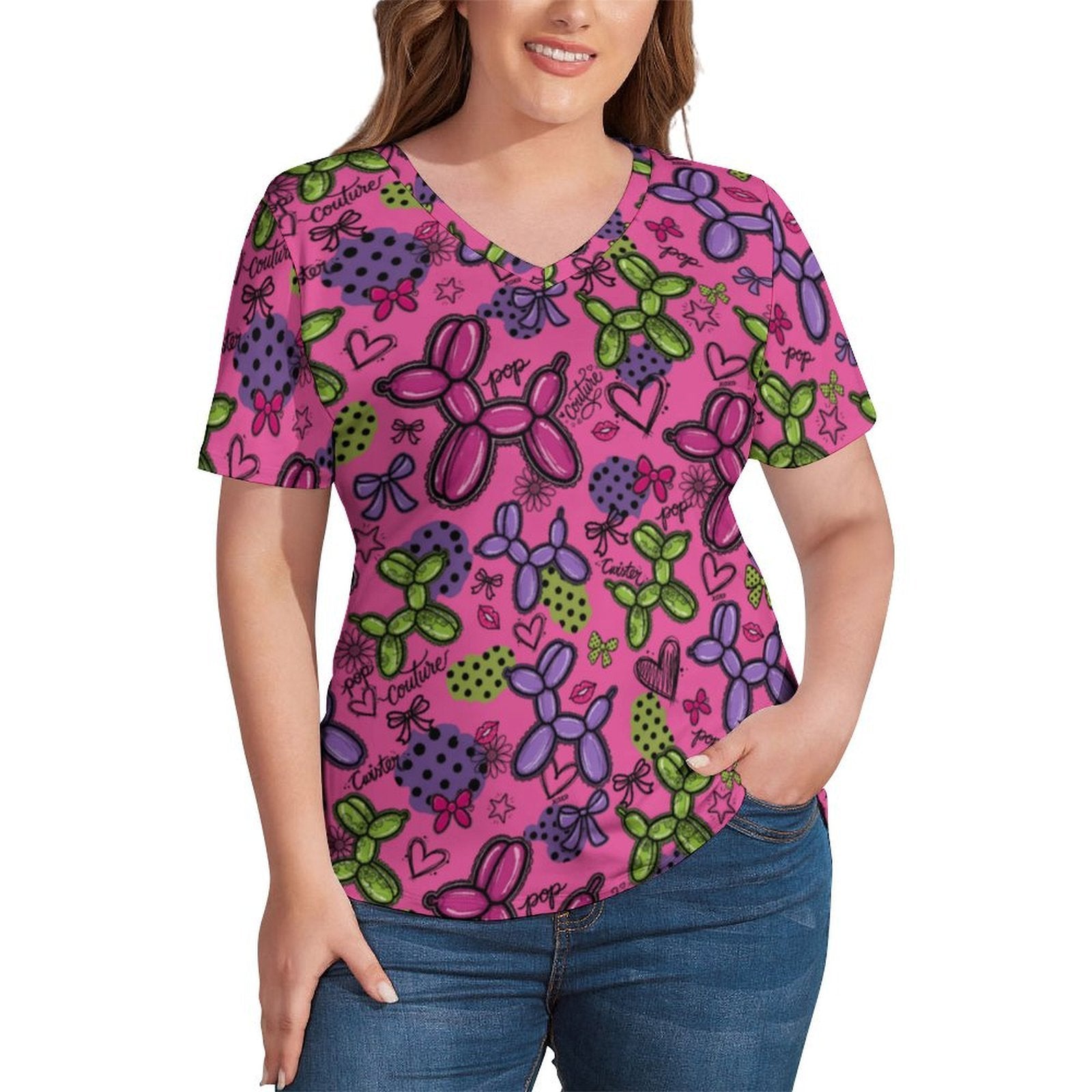 Pop Couture Twister Women's Ice Silk V-Neck Top