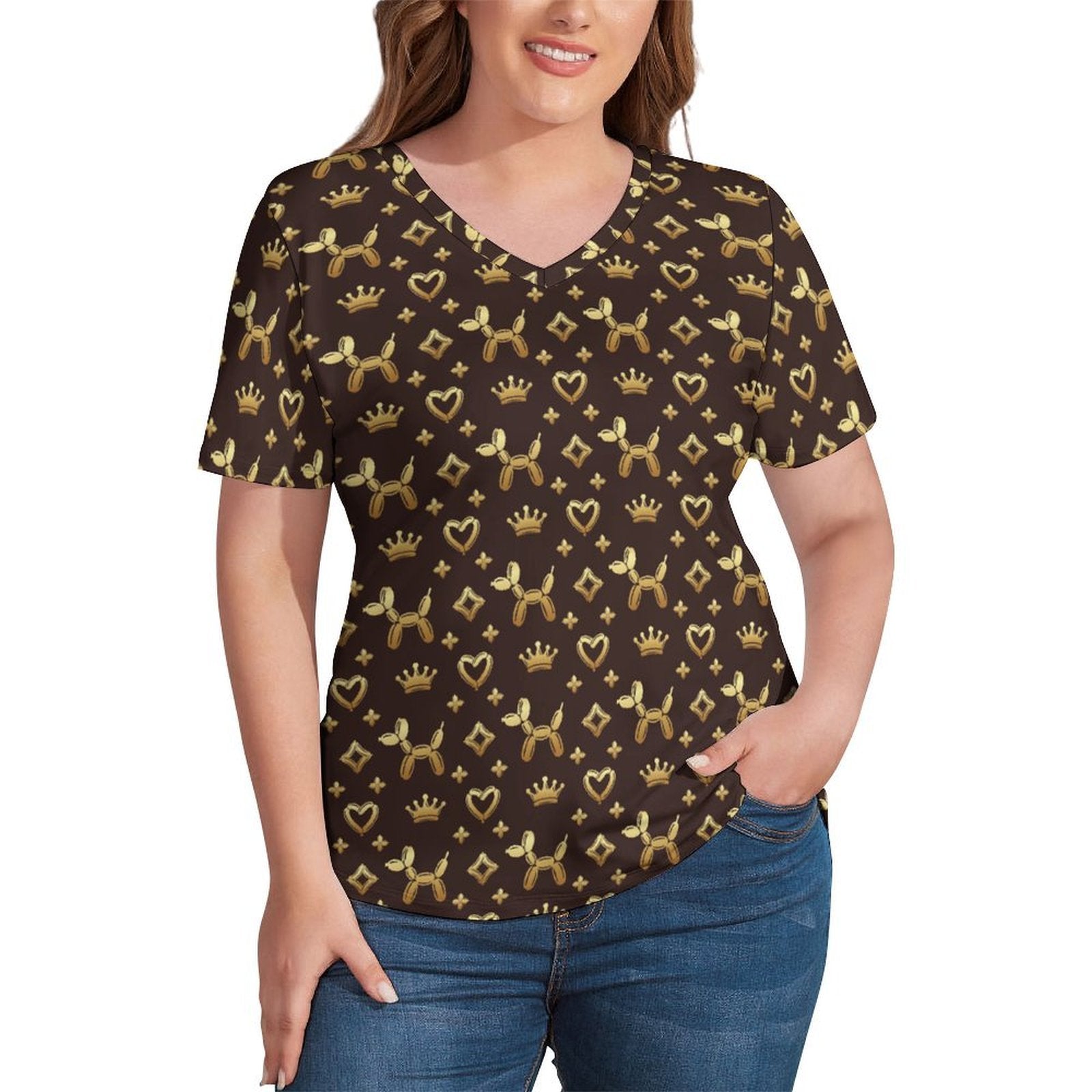 Decadent Dogs Women's Ice Silk V-Neck Top