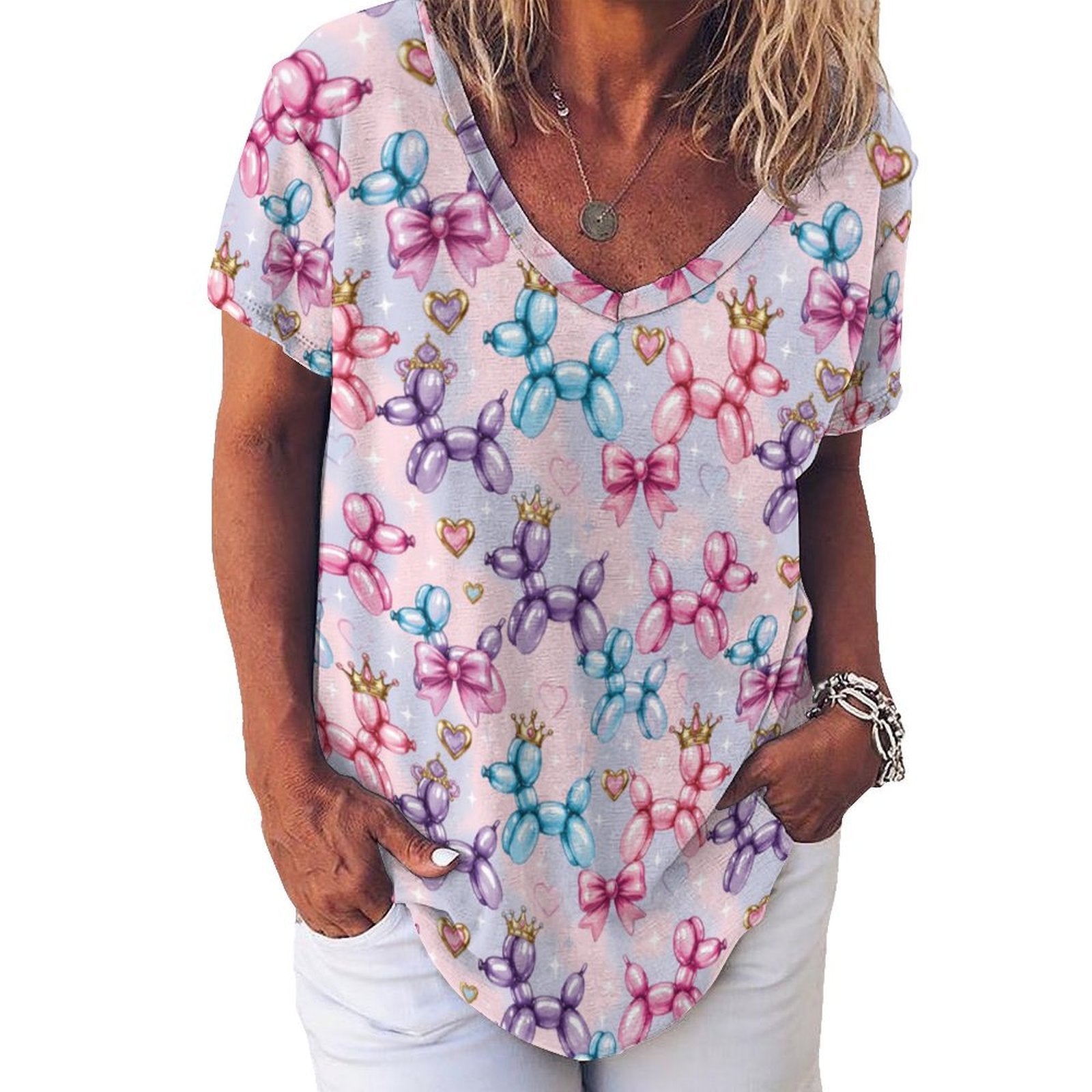 Perfectly Princess Women's Ice Silk V-Neck Top
