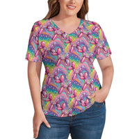 Aurora Pop - Women's Ice Silk V-Neck Top