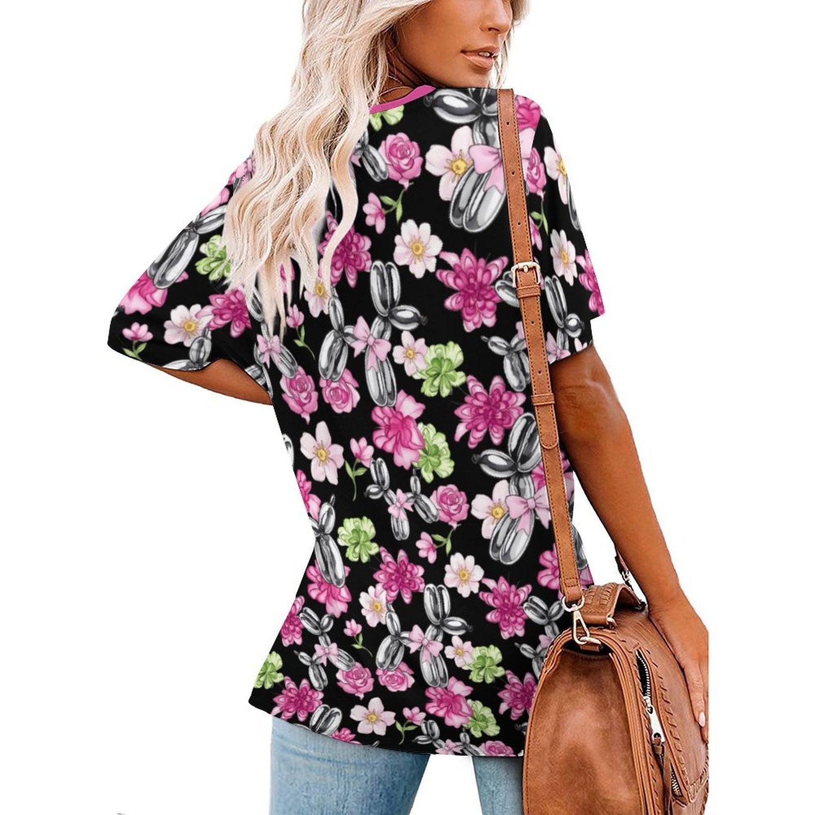 Petal Pop Women's Ice Silk V-Neck Top