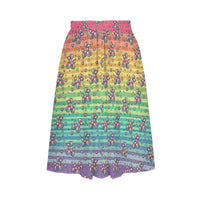 Retro Rainbow Women's Elastic Waist Midi Skirt with Pockets