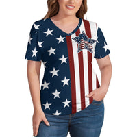 Patriotic Pups Women's Ice Silk V-Neck Top
