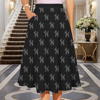 Classy Balloon Dogs Women's Elastic Waist Midi Skirt with Pockets