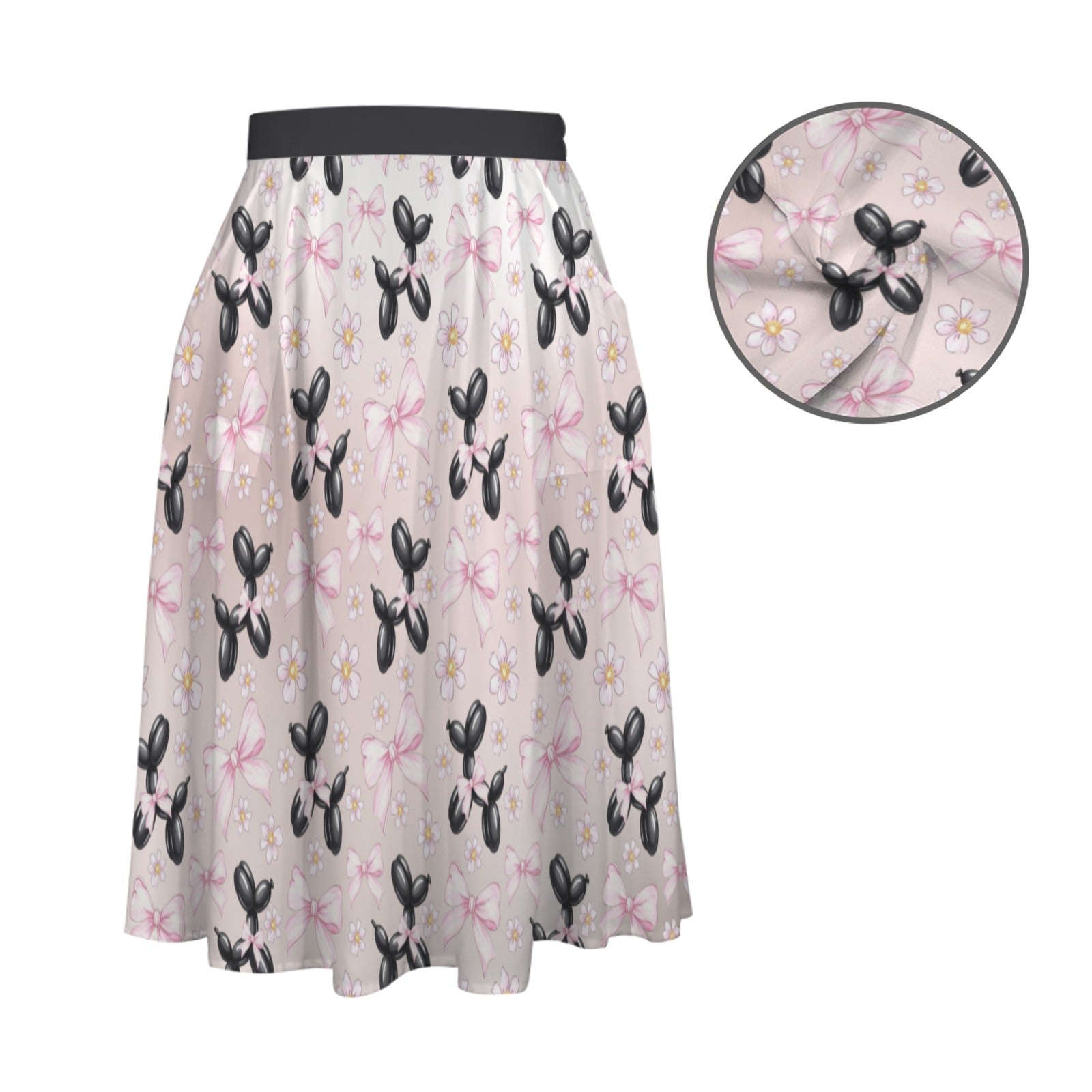 Bow Wow Women's Elastic Waist Midi Skirt with Pockets