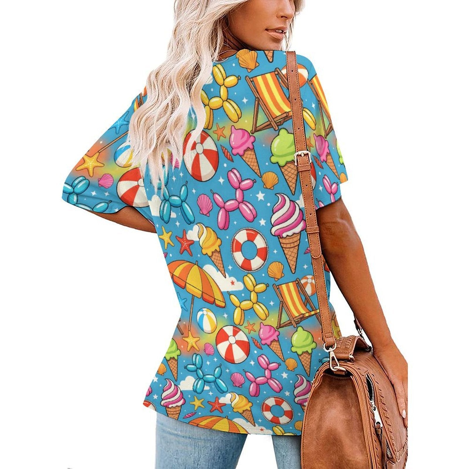 Summer Lovin' Women's Ice Silk V-Neck Top