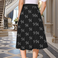 Classy Balloon Dogs Women's Elastic Waist Midi Skirt with Pockets