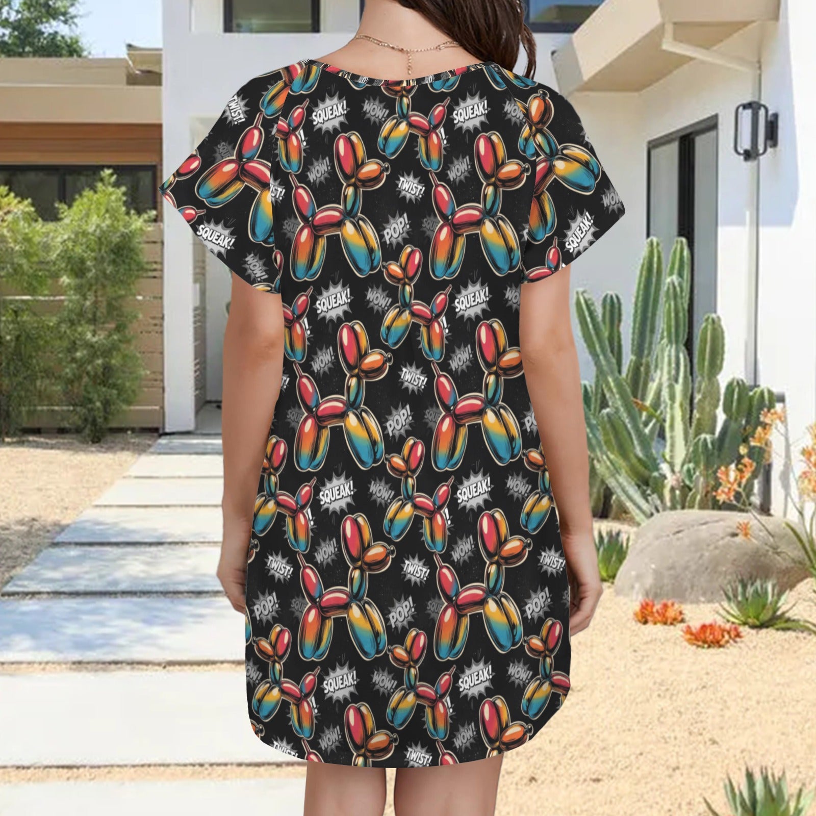 Pop Squeak Women's Shirt Dress with Pockets