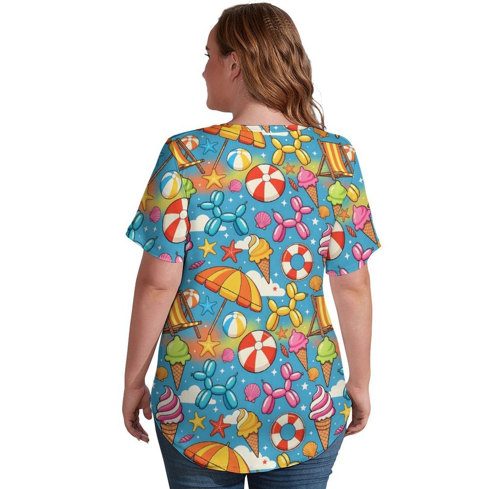 Summer Lovin' Women's Ice Silk V-Neck Top