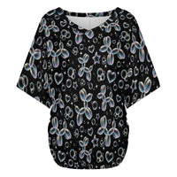 Bubble Balloon Dogs Women's V-Neck Batwing Top