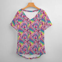 Aurora Pop - Women's Ice Silk V-Neck Top