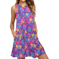 Electric Parade Women’s Flowy Sleeveless Dress with Pockets