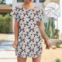 Patriotic Pups Women's Shirt Dress with Pockets