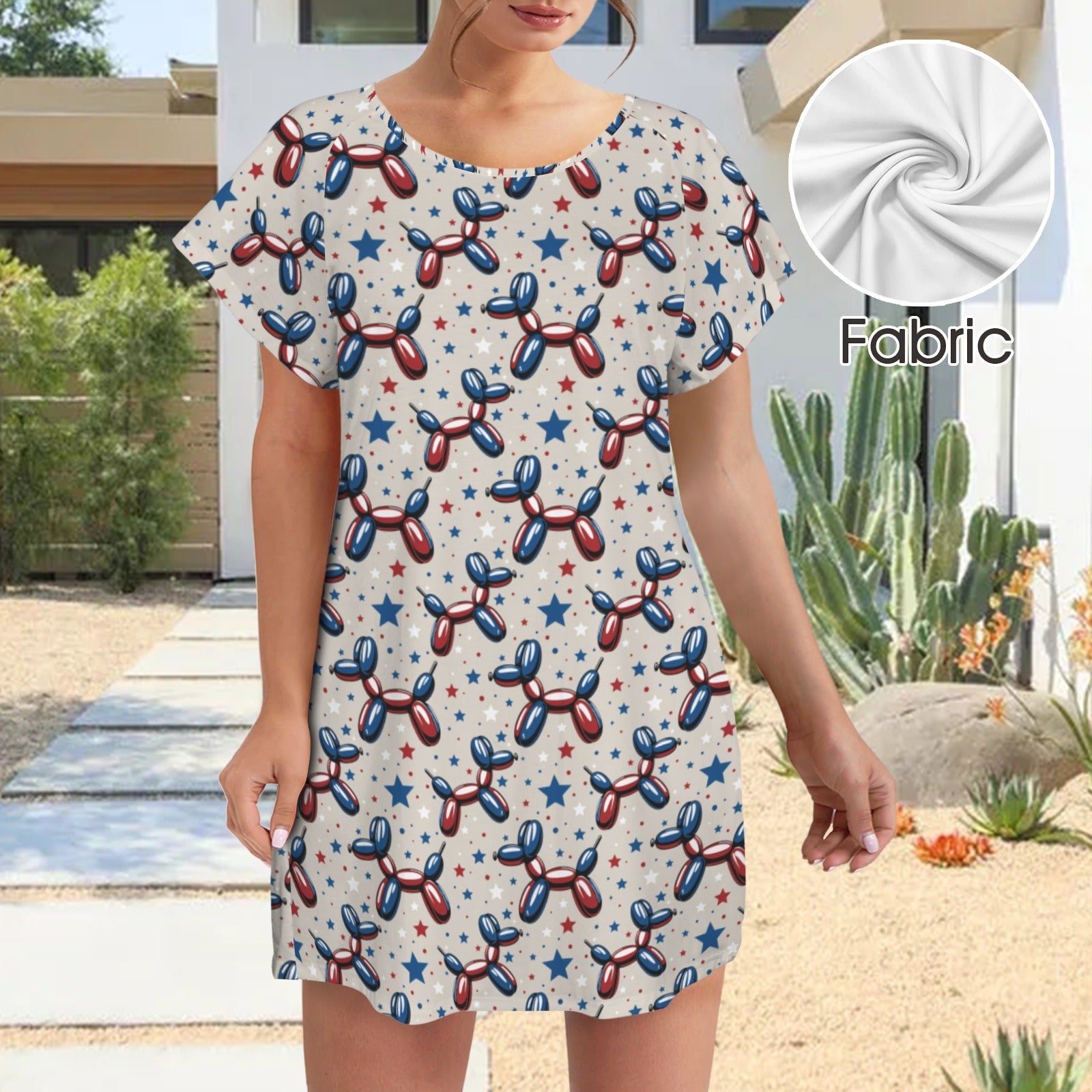 Patriotic Pups Women's Shirt Dress with Pockets