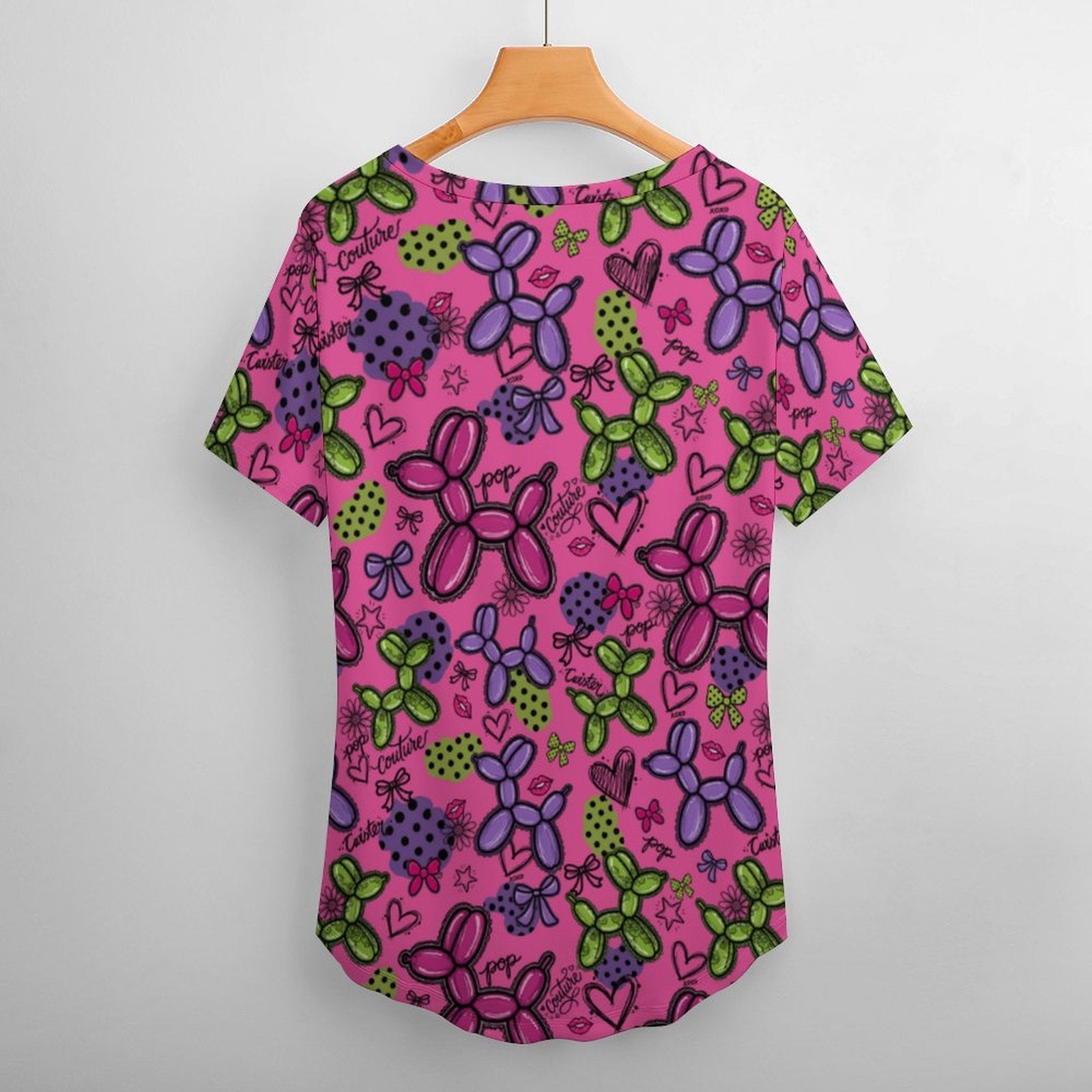 Pop Couture Twister Women's Ice Silk V-Neck Top