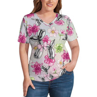 Petal Pop Women's Ice Silk V-Neck Top