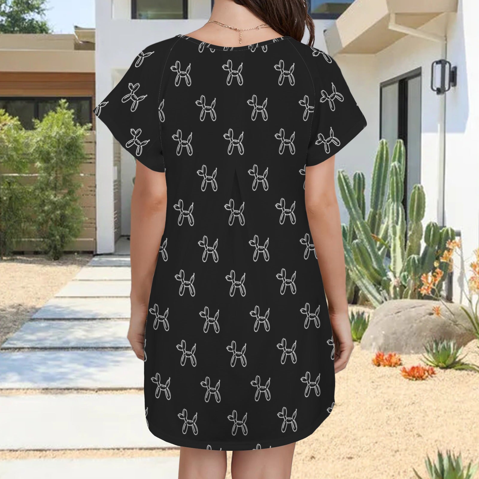 Classy Balloon Dogs Women's Shirt Dress with Pockets