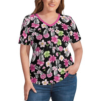 Petal Pop Women's Ice Silk V-Neck Top