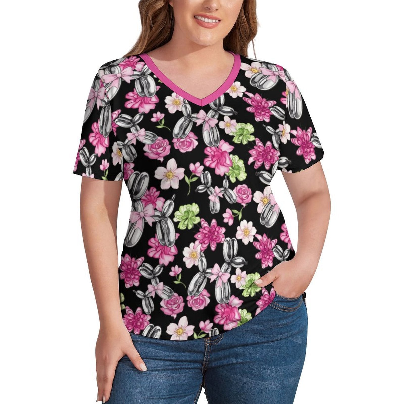 Petal Pop Women's Ice Silk V-Neck Top