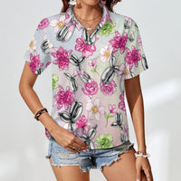 Petal Pop Women's Short Sleeve Button-Up Blouse