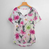 Petal Pop Women's Ice Silk V-Neck Top