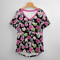 Petal Pop Women's Ice Silk V-Neck Top