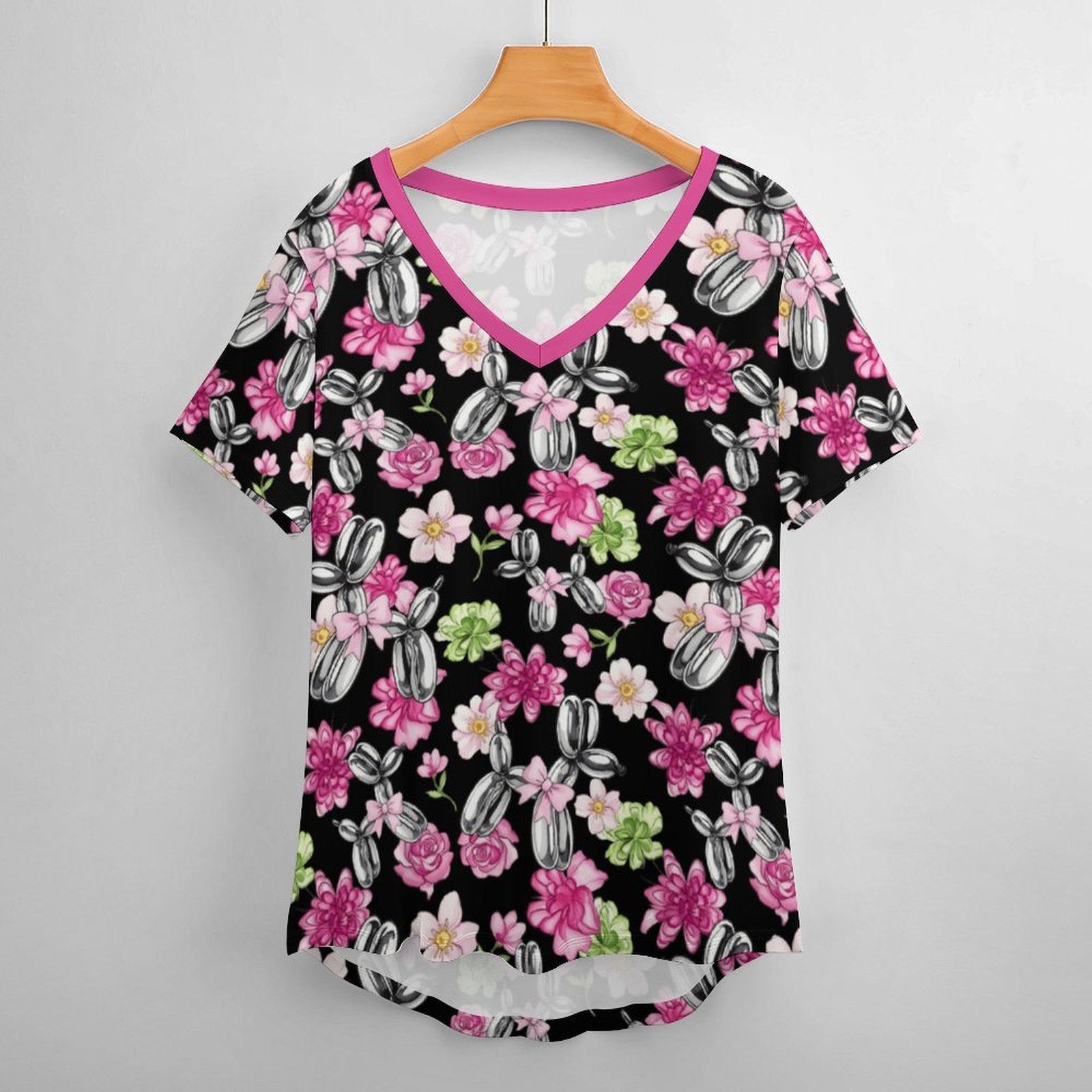 Petal Pop Women's Ice Silk V-Neck Top