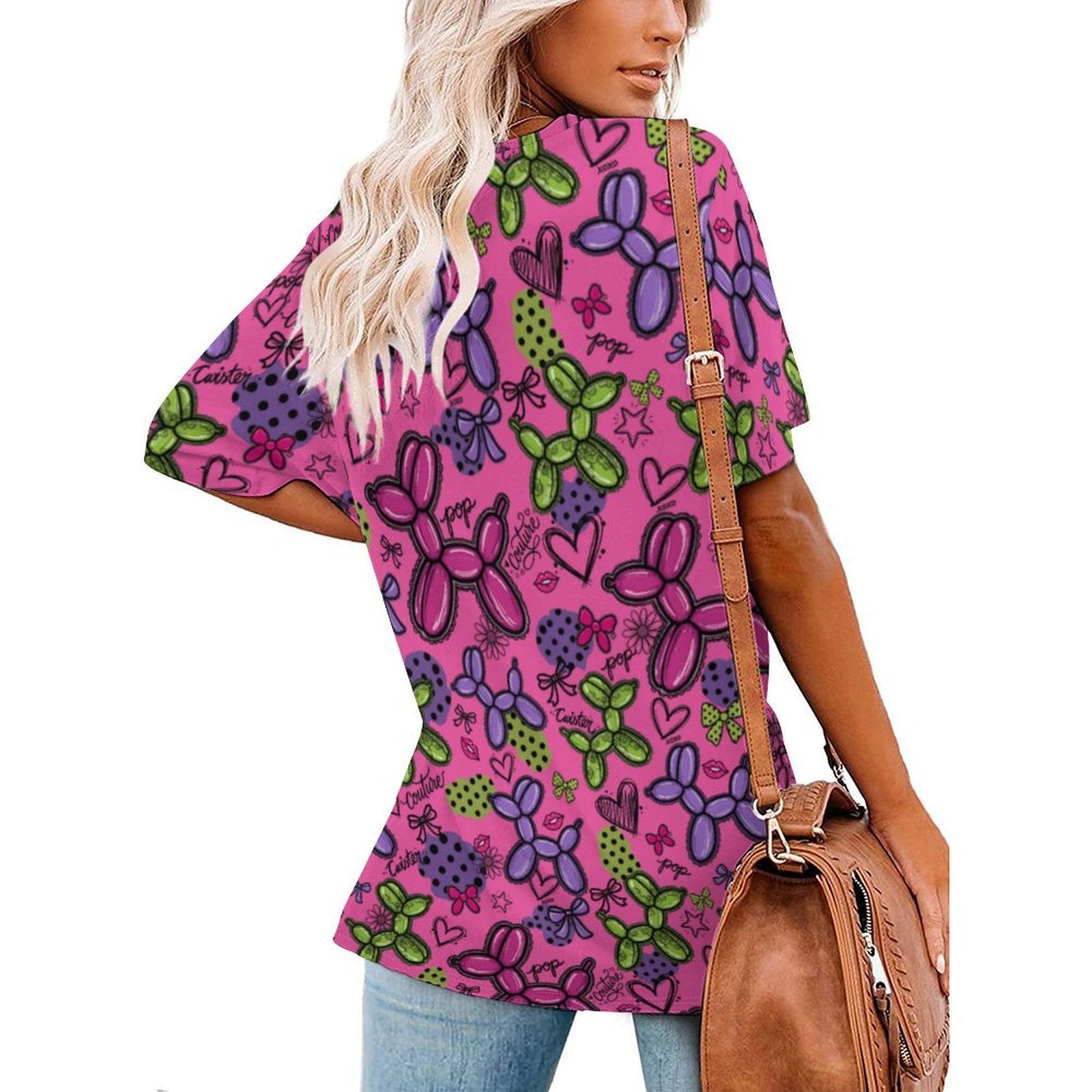 Pop Couture Twister Women's Ice Silk V-Neck Top