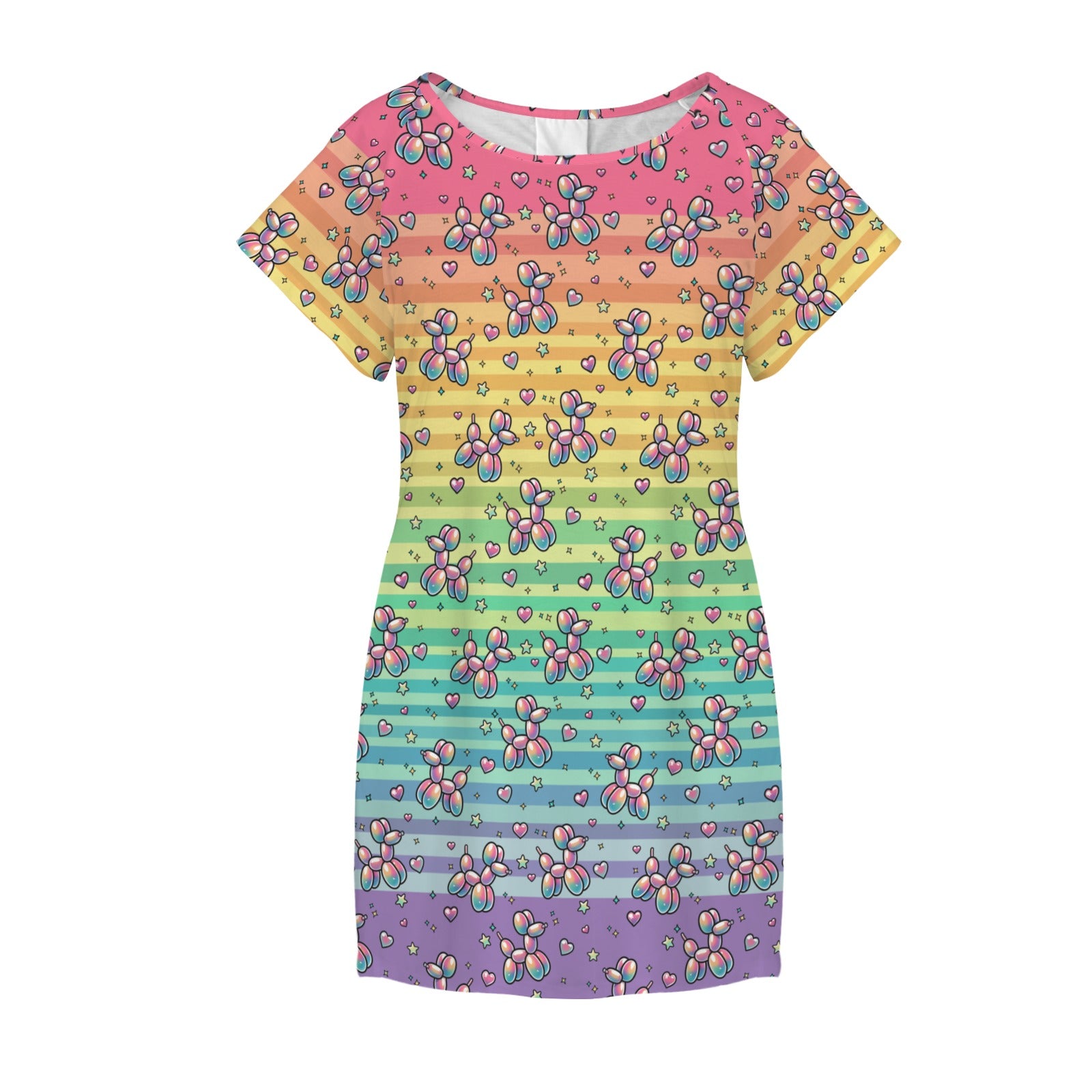 Retro Rainbow Women's Shirt Dress with Pockets