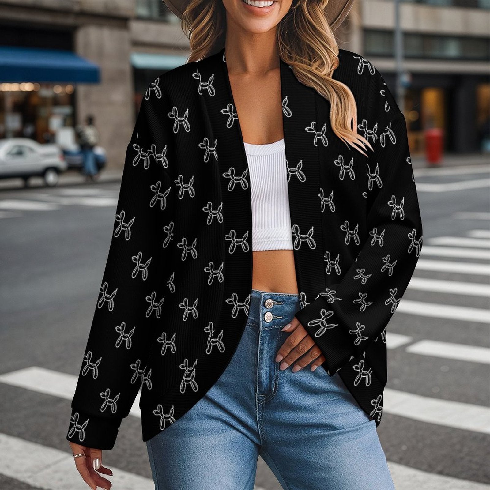 Classy Balloon Dogs Women's Drop Shoulder Cardigan
