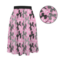 Retro Dogs Women's Elastic Waist Midi Skirt with Pockets