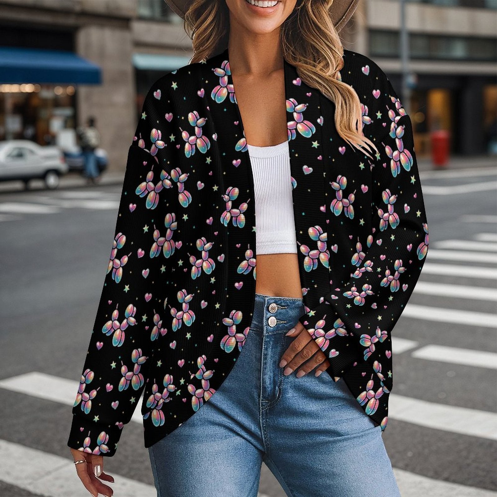 Retro Rainbow Women's Drop Shoulder Cardigan