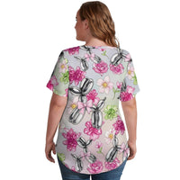 Petal Pop Women's Ice Silk V-Neck Top