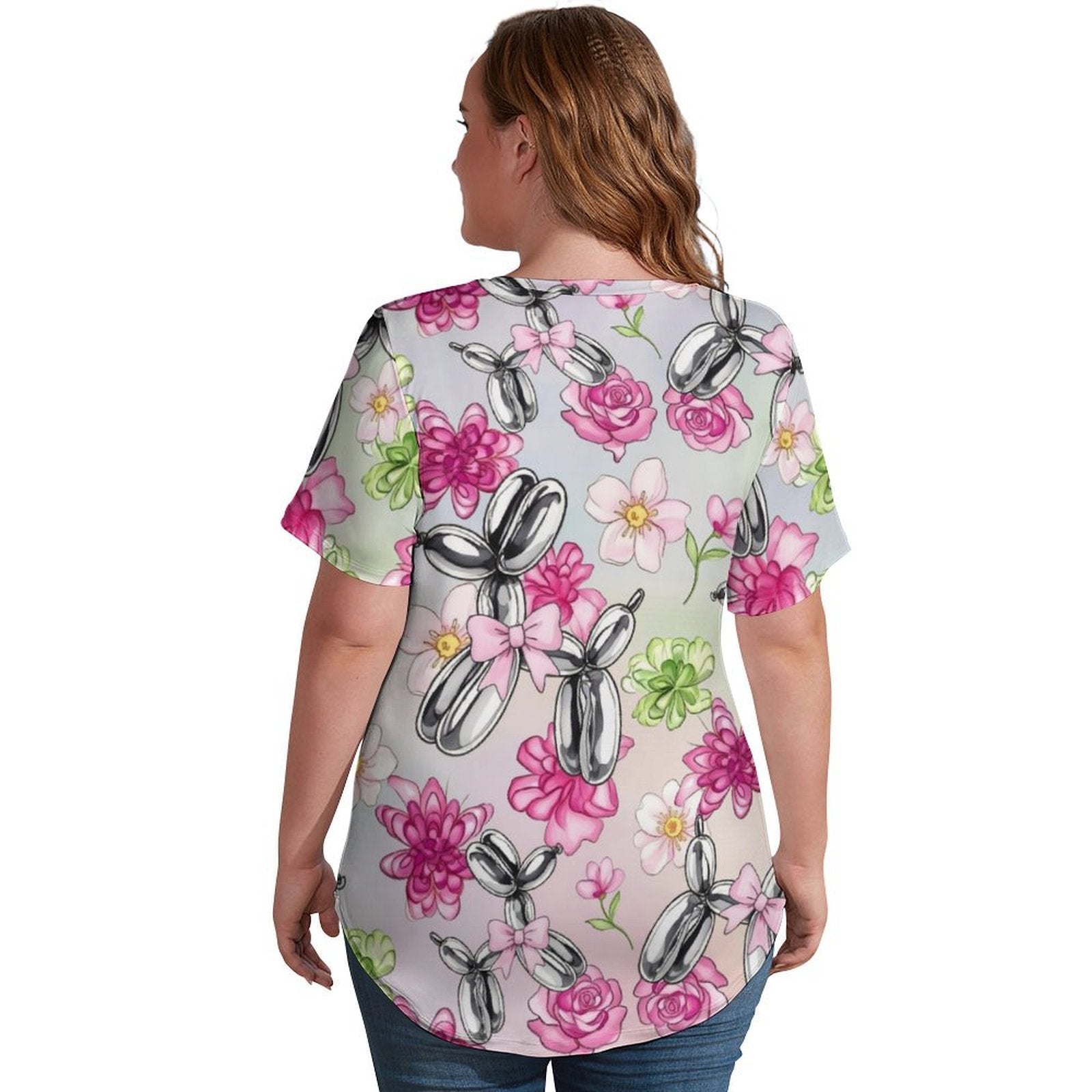 Petal Pop Women's Ice Silk V-Neck Top