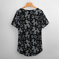 Bubble Balloon Dogs Women's Ice Silk V-Neck Top