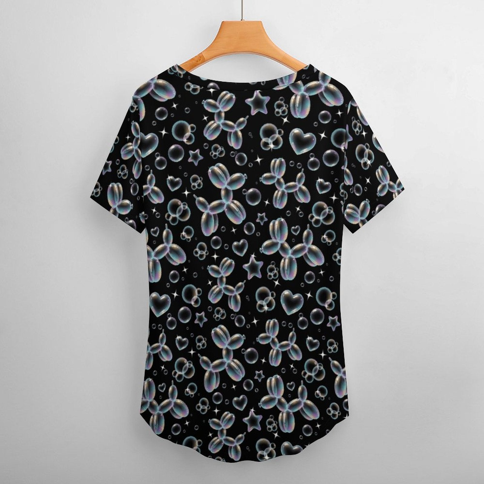 Bubble Balloon Dogs Women's Ice Silk V-Neck Top