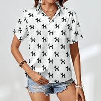 Classy Balloon Dogs Women's Short Sleeve Button-Up Blouse