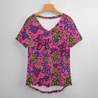 Pop Couture Twister Women's Ice Silk V-Neck Top