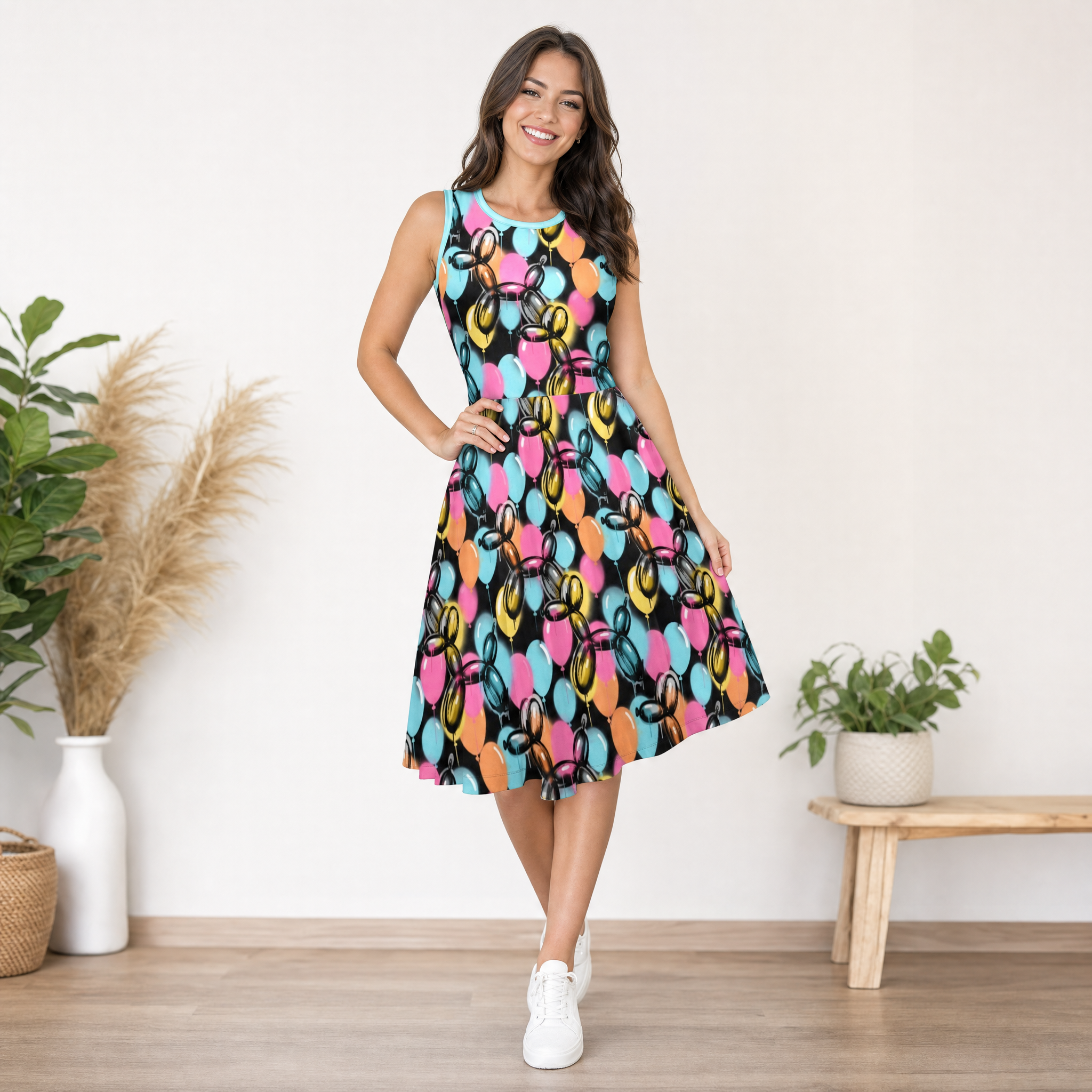 Graffiti Women’s Fit & Flare Sleeveless Dress